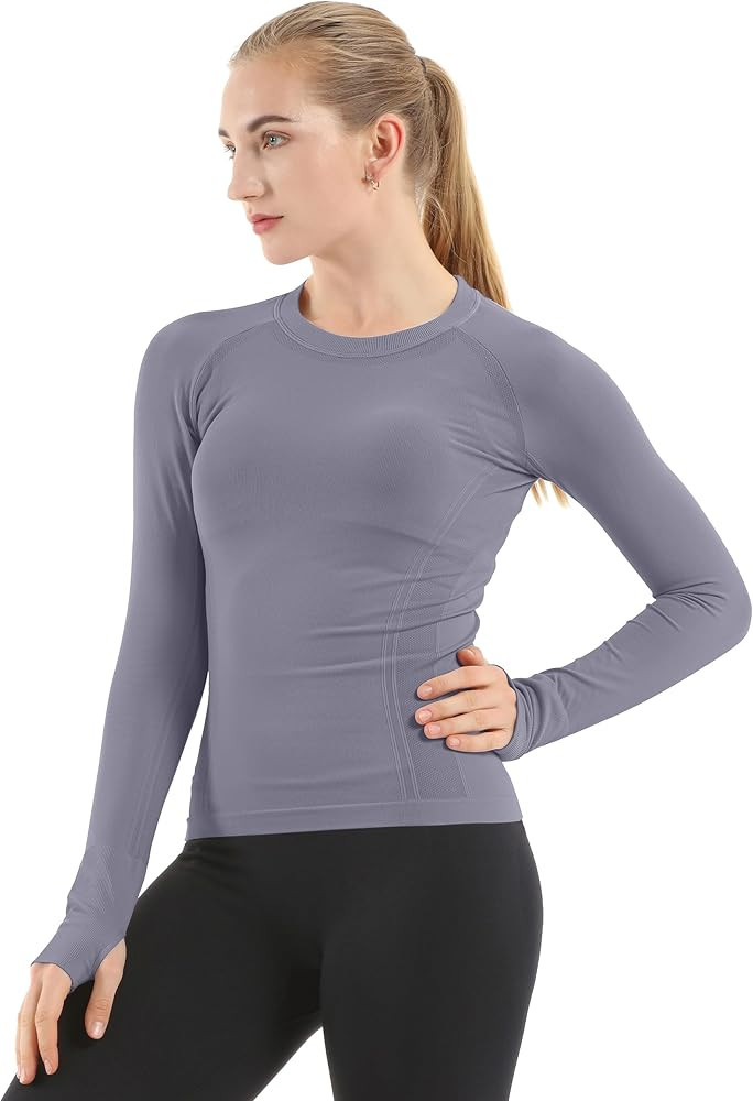 MathCat Seamless Workout Shirts for Women Long Sleeve Yoga Tops Sports Running Shirt Breathable A... | Amazon (US)