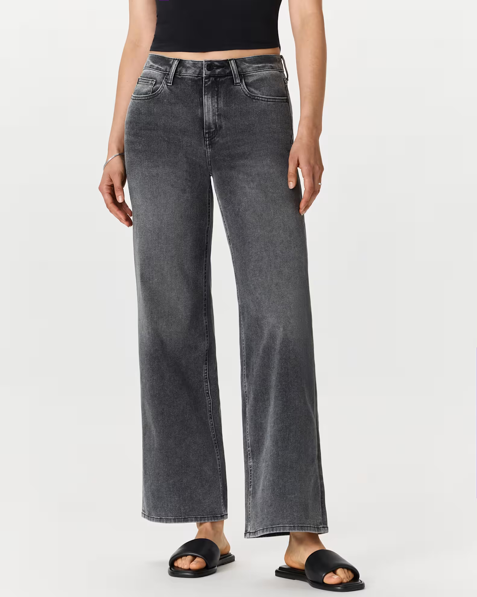 Bella Stretch Wide Leg Jeans in Greyed Out | Quince