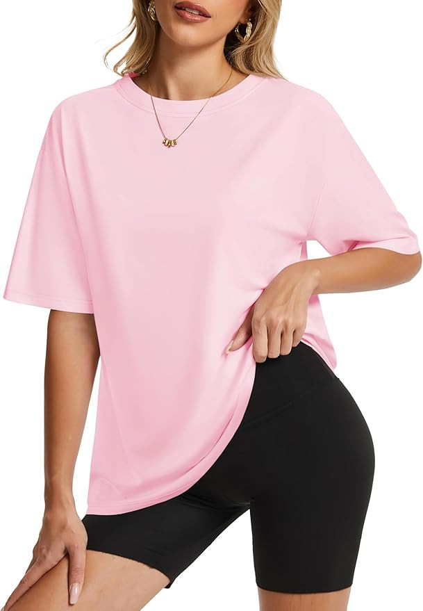 YUCOLEN Oversized T Shirts for Women Loose Fit Short Sleeve Crewneck Plus Size Tops UPF 50+ Casua... | Amazon (US)