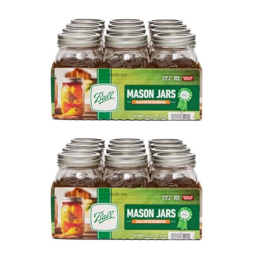 Mason Ball Jars 24 Jars with Lid - Regular Mouth - 16 oz by Jarden (24 Pack) | Amazon (US)