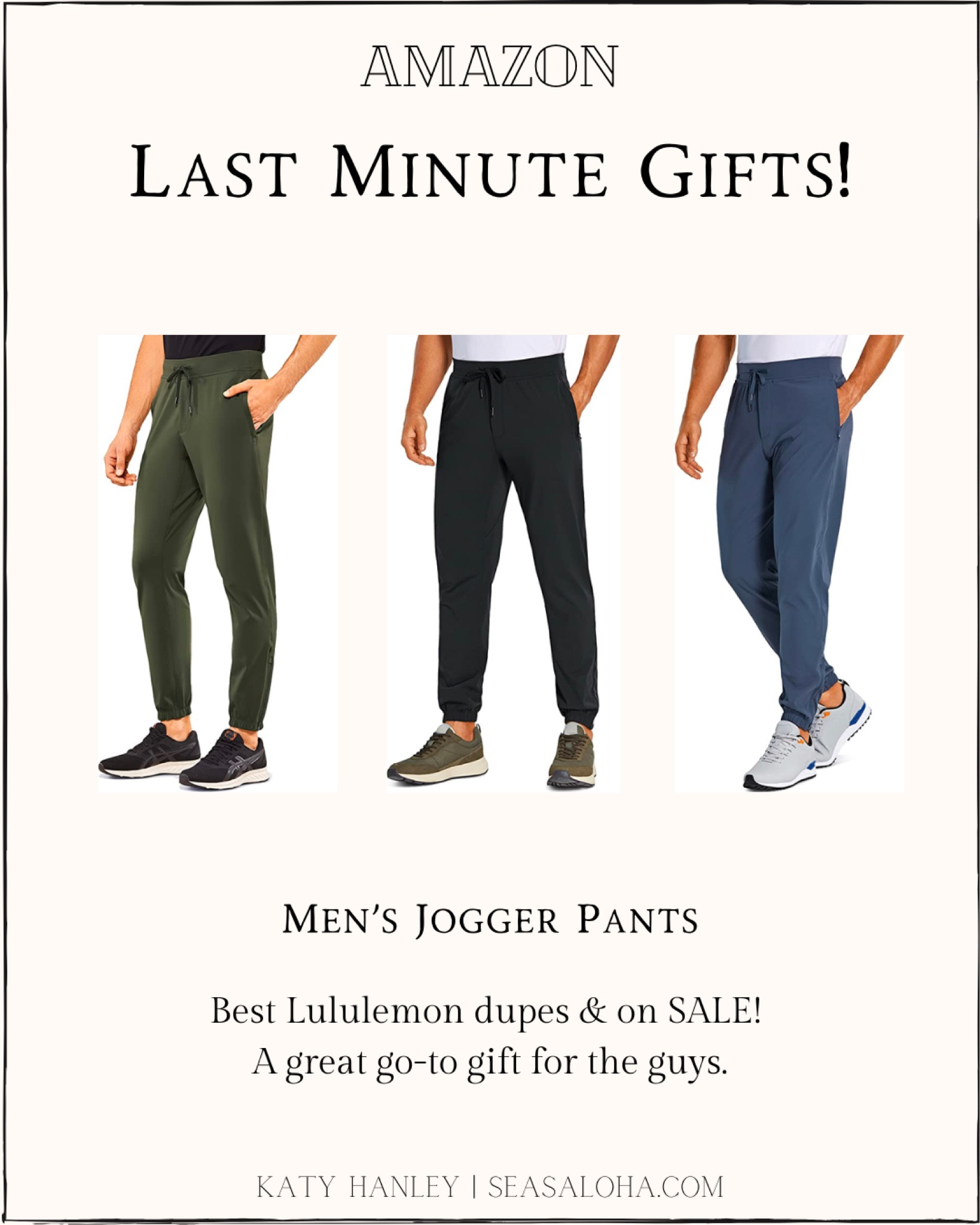 Last minute gift for men! Men’s joggers. Lululemon dupe. Jogger pants. Men’s style. Men’s activewear. Men’s fashion. Amazon find. Men’s gift guide. 

#LTKfit #LTKGiftGuide #LTKmens