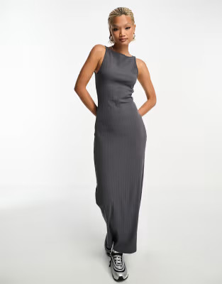 COLLUSION slash neck maxi dress in grey | ASOS (Global)
