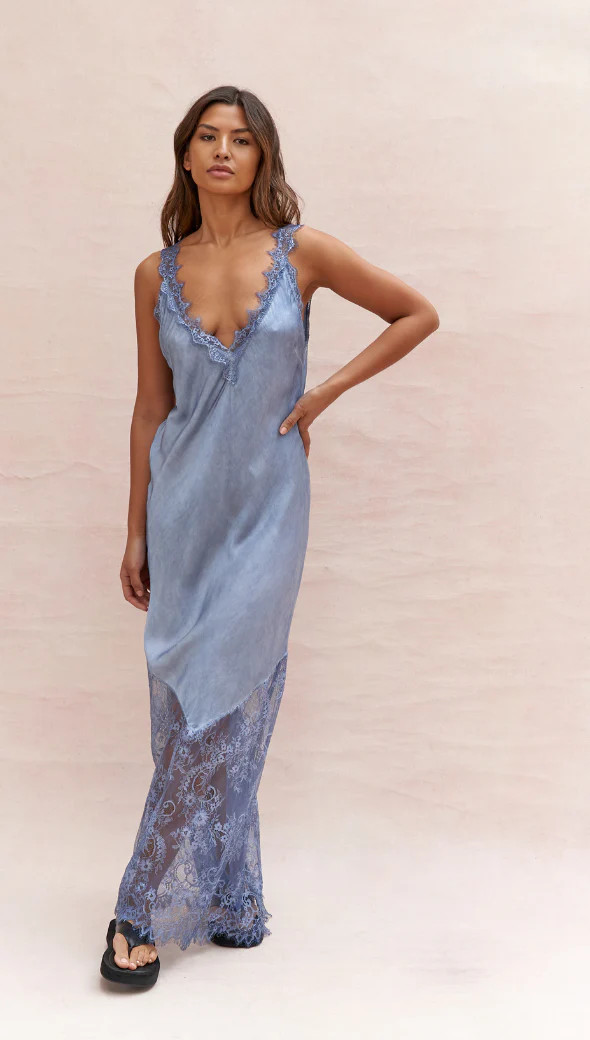 Solange Slip Dress - Washed Blue | Charli