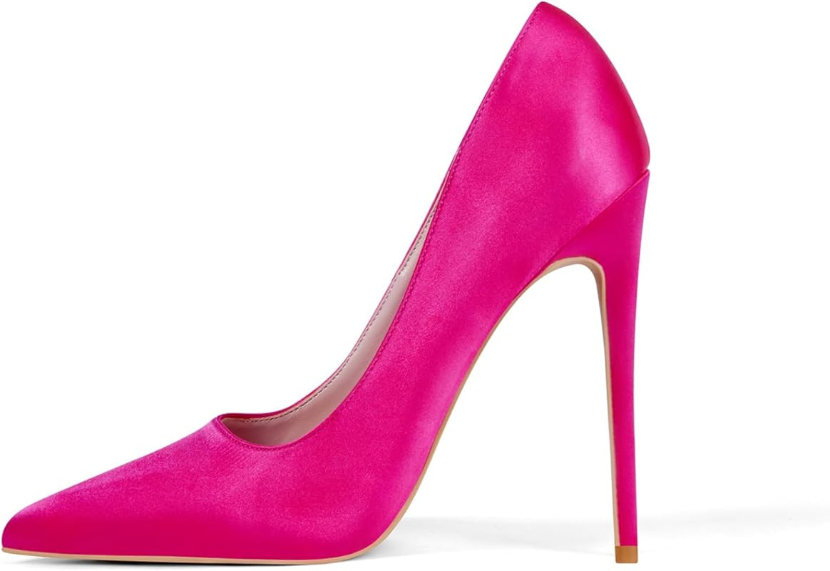 Elisabet Tang High Heels Womens Pointed Toe Heels Satin Pumps Stiletto Bridal Party Dress Evening... | Amazon (US)