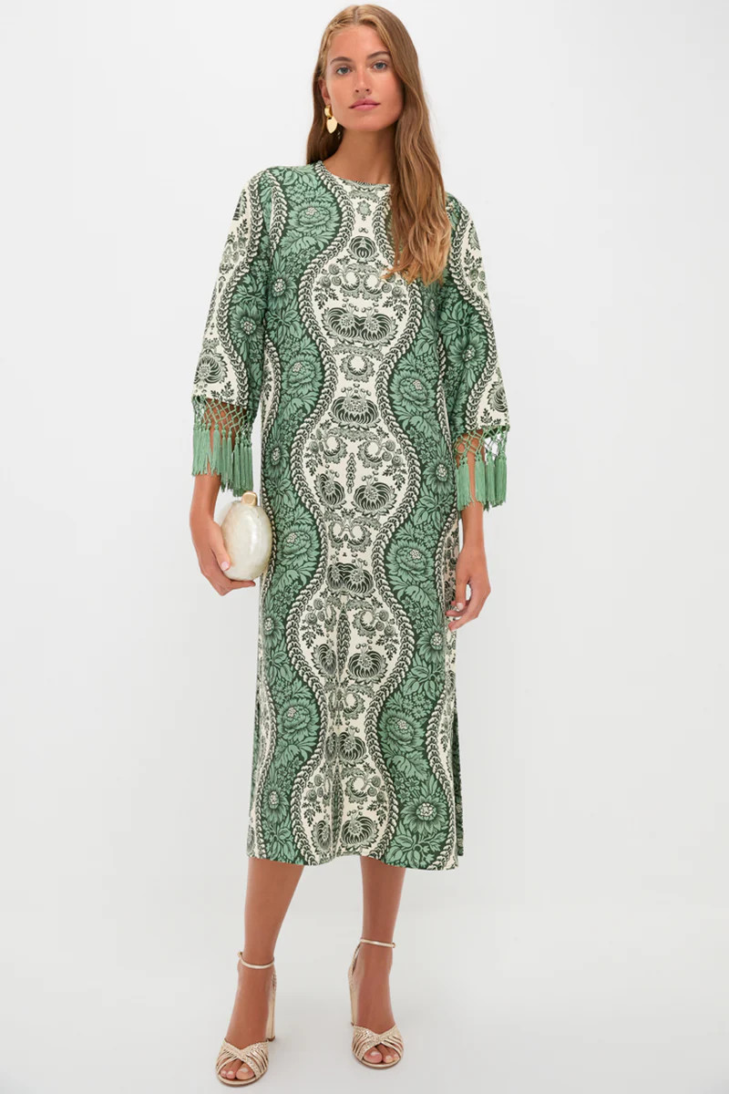 Emerald Mirasol Wave Fringe Sleeve Jamie Dress | Tuckernuck (US)