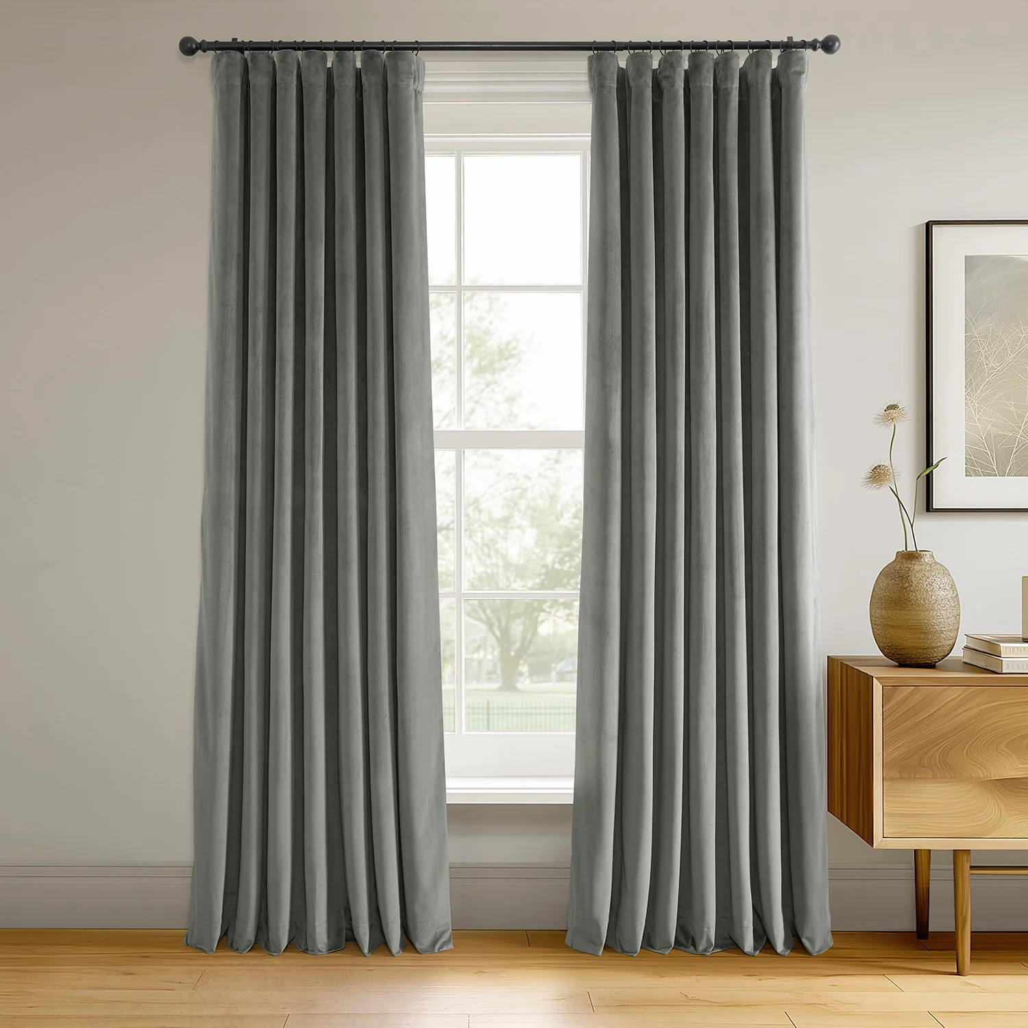 Silver Grey Signature Velvet Blackout Curtain | Half Price Drapes