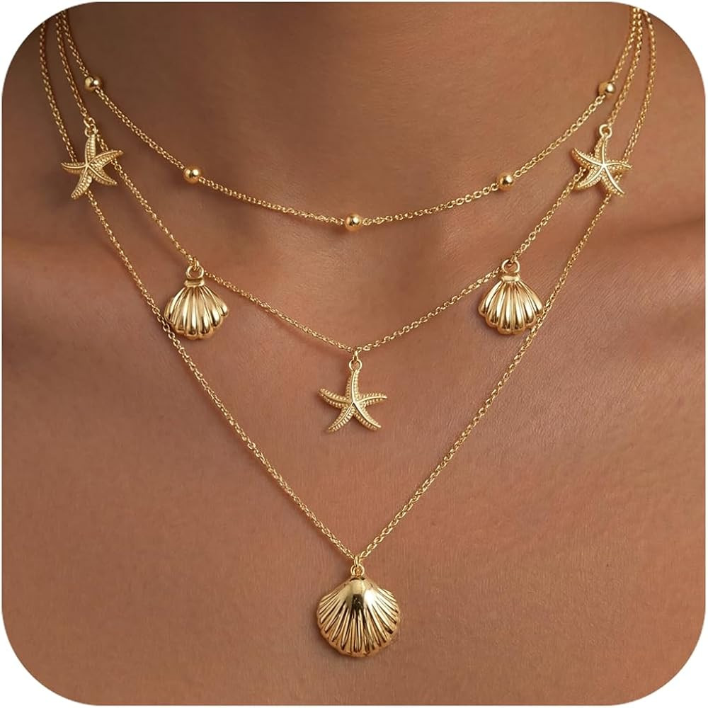 WomenGifts Layered Gold Necklaces for Women, 14K Gold Sterling Silver Plated Dainty Pendant Neckl... | Amazon (US)