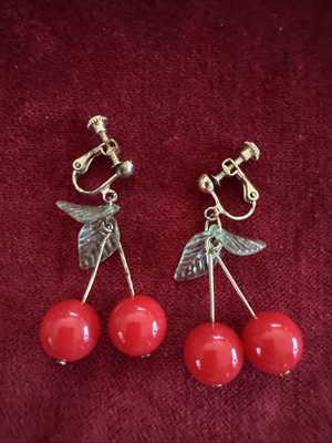 Vintage 1950s Screw Back Clip On Cherries Dangle Earrings       B7 | eBay | eBay US