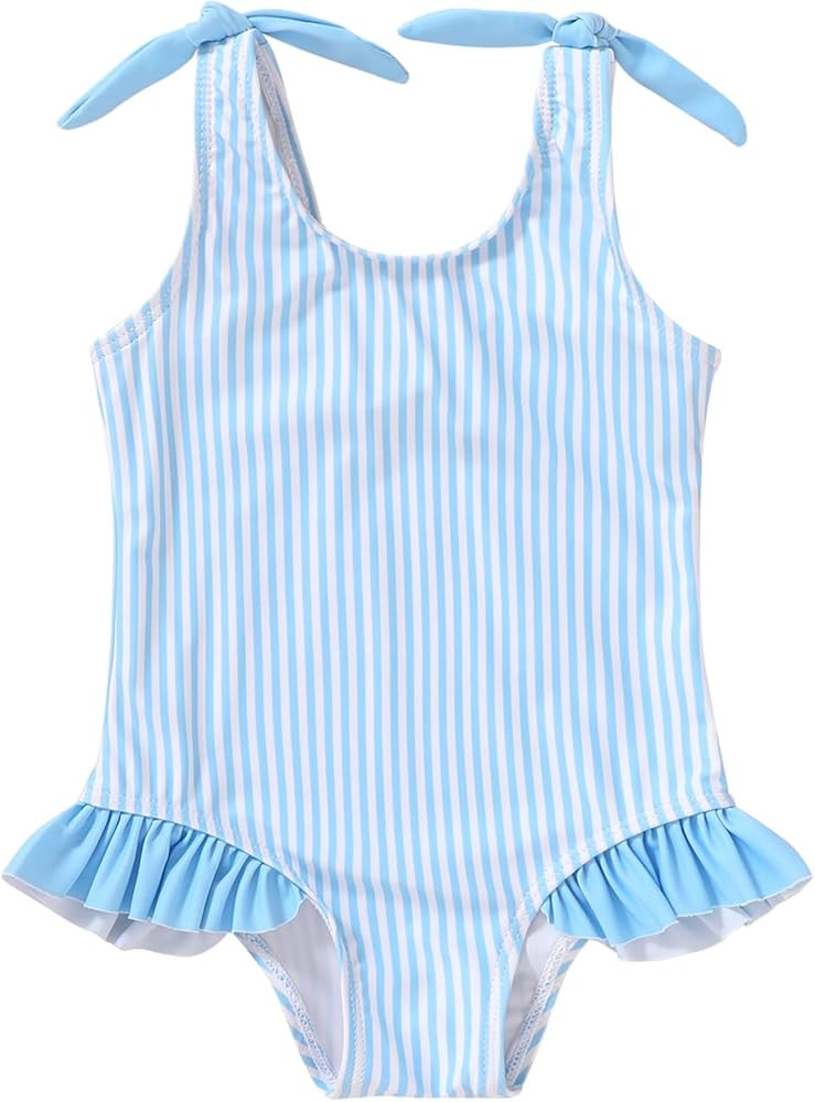 YOUNGER TREE Toddler Girl One Piece Swimsuit Color Block Stripe Swimwear Summer Beach Bathing Sui... | Amazon (US)