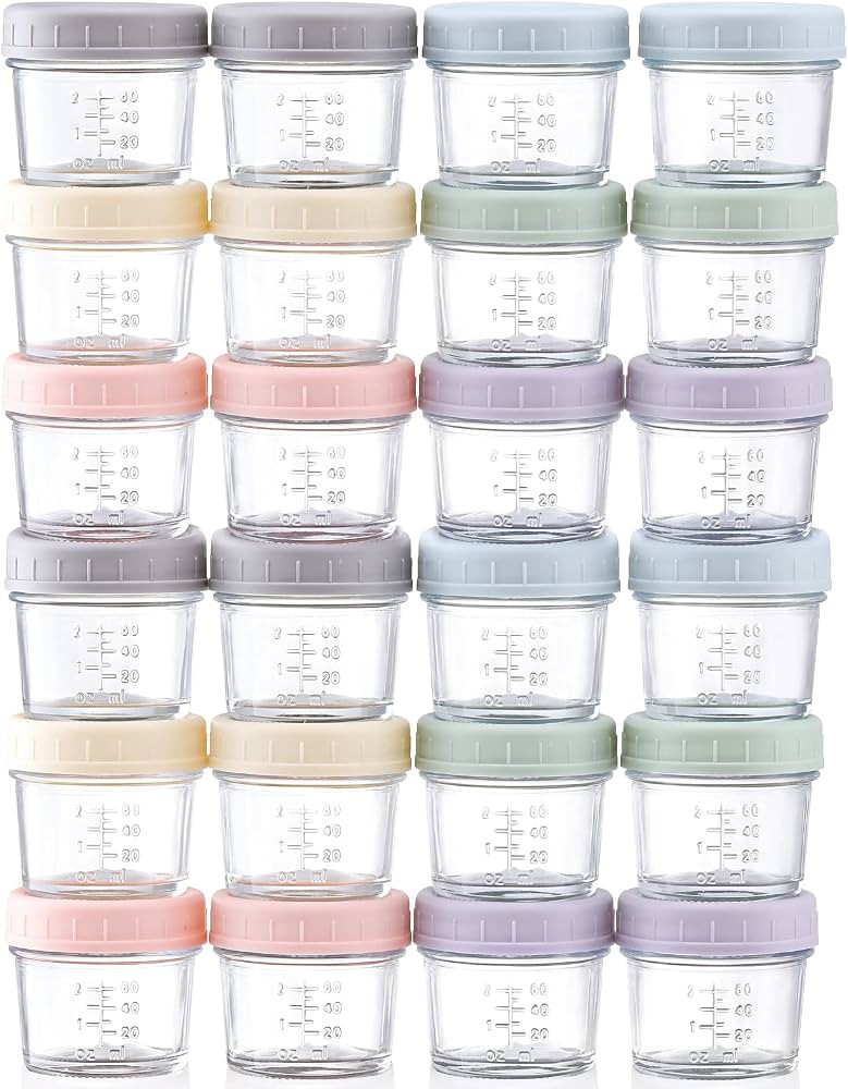 VITEVER 24-Pack Glass Baby Food Storage Containers - 4 oz Baby Food Storage Jars With Lids, Baby ... | Amazon (US)
