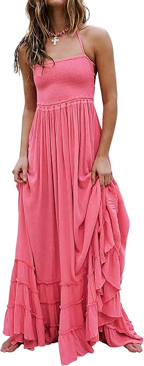 R.Vivimos Womens Summer Boho Sexy Backless Long Dresses | Amazon (US)
