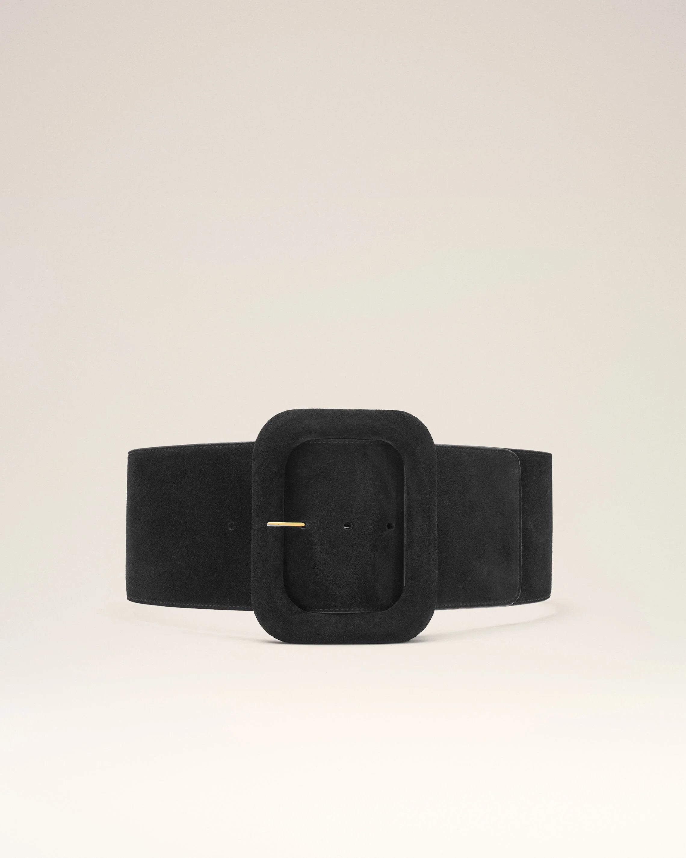 BLACK/VIBRATED BRASS Black Cow Leather Large Belt | Ami Paris | AMI Paris FR