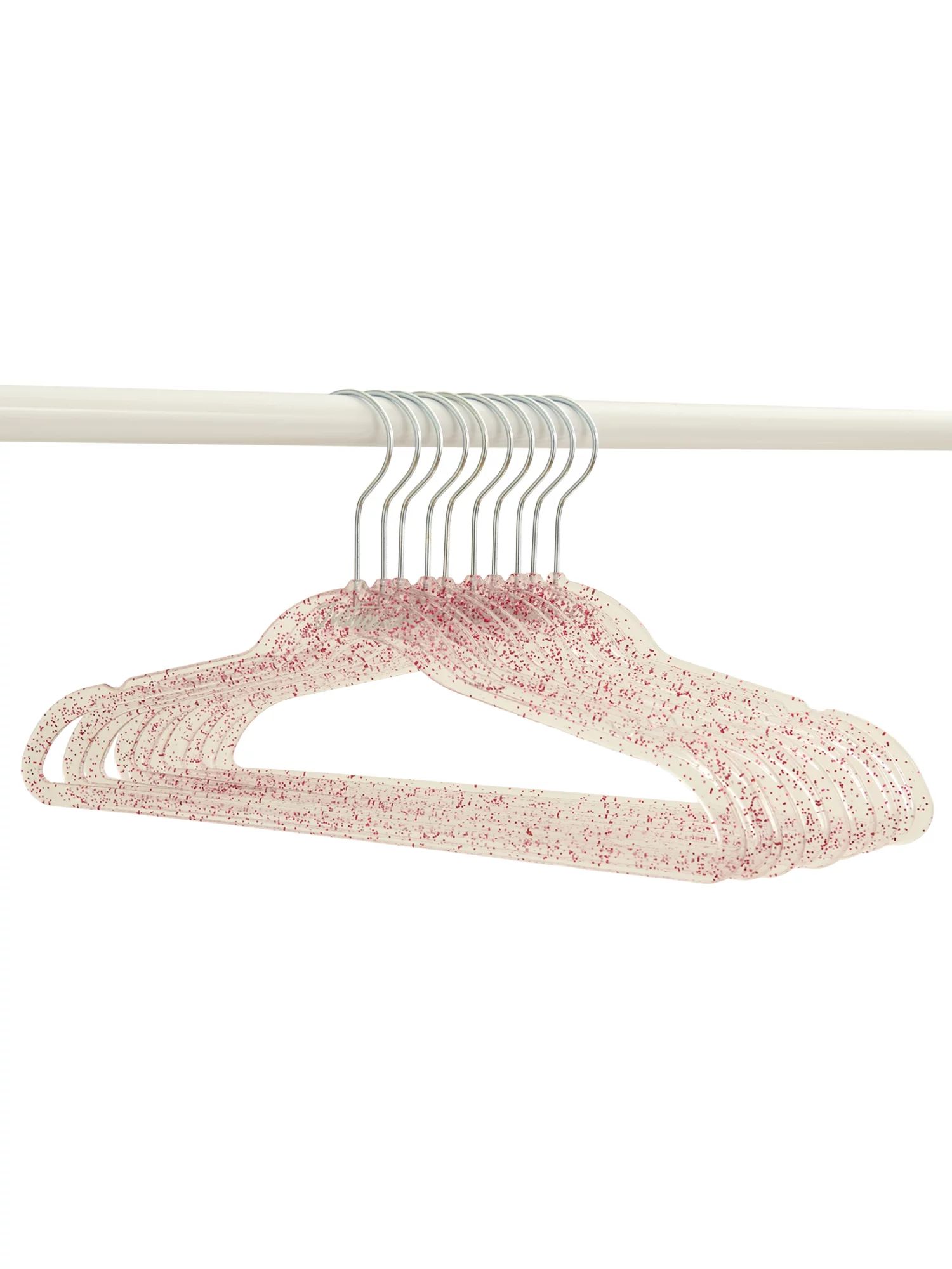 Justice Girls Non-Slip Swivel Hook Clothes Hangers, Pink Glitter, 100 Pack | Walmart (US)