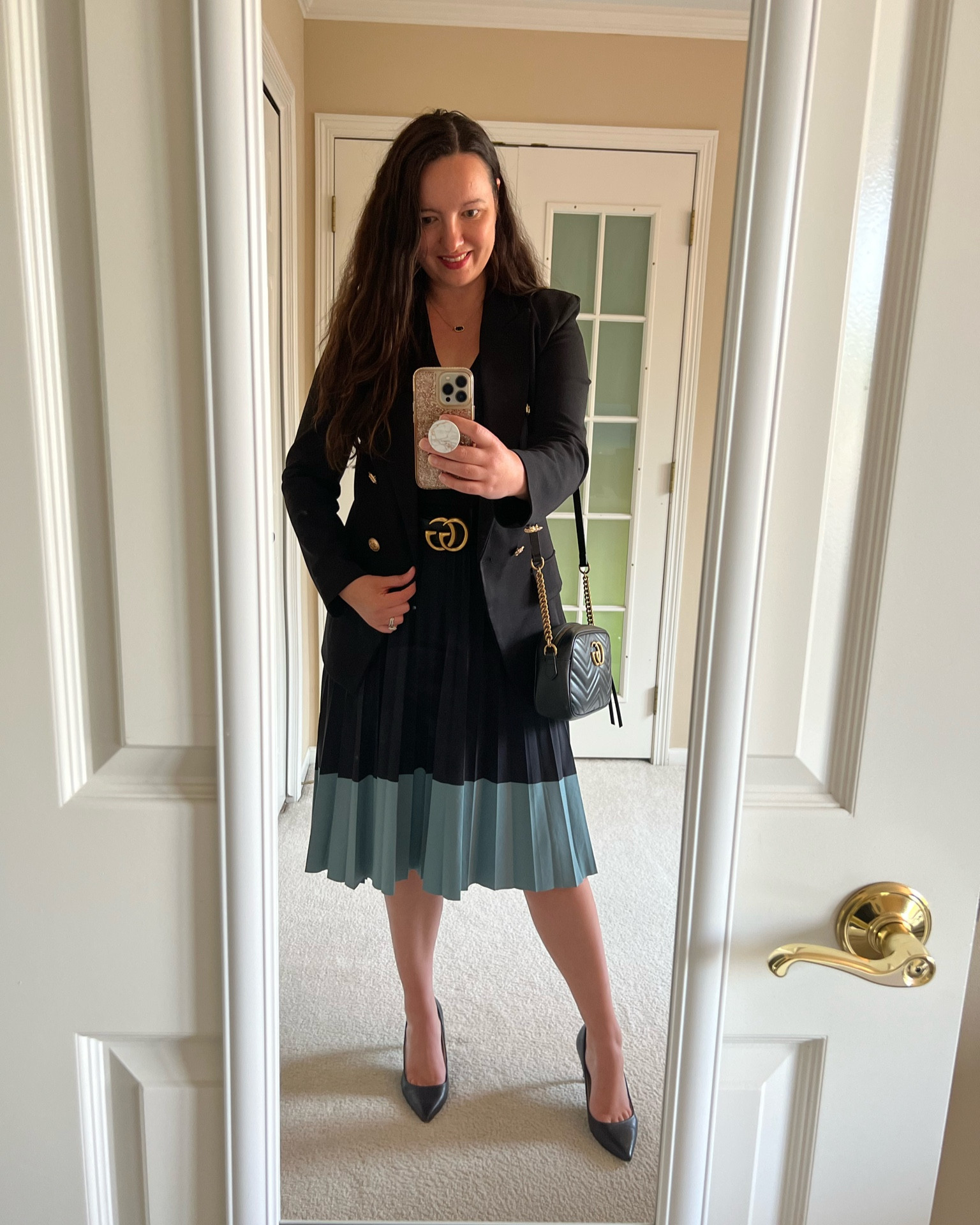Workwear Wednesday!  Loving this accordion skirt from
Athleta!  The material is so breathable and lightweight.  So chic!  Comes in a pink color, too!

Also love this Walmart blazer - my favorite ever because it is stretchy and comfortable and has majorly high-end vibes!  Comes in many colors!

#LTKstyletip #LTKworkwear #LTKcurves
