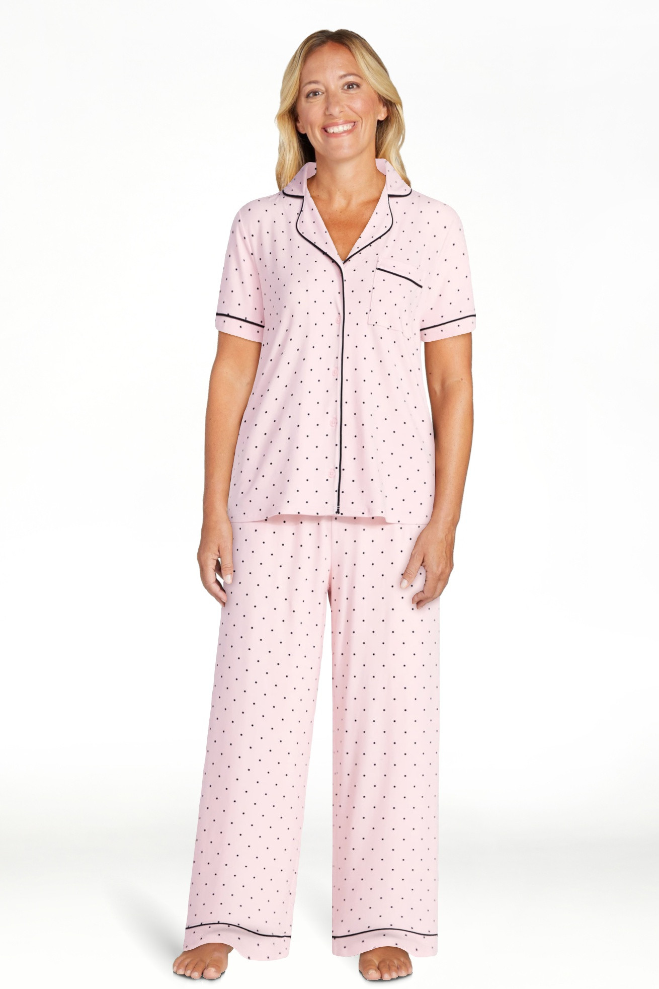 Joyspun Women's Dreamy Soft Collection Notch Collar Top and Capri Pants Pajama Set, 2-Piece, Size... | Walmart (US)