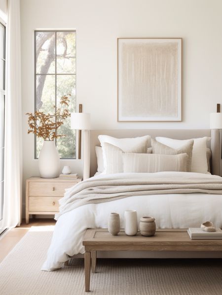 I always opt for neutral & white in the bedroom. It feels clean & calming. 

#LTKhome #LTKover40 #LTKfamily