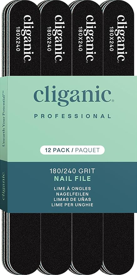 Cliganic 12 Pack Nail File Set: 180/240 Grit | Professional Emery Boards for Natural, Gel & Acryl... | Amazon (US)