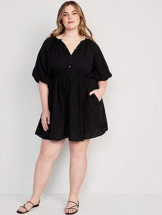 Waist-Defined Puff-Sleeve Mini Poet Dress for Women | Old Navy (US)