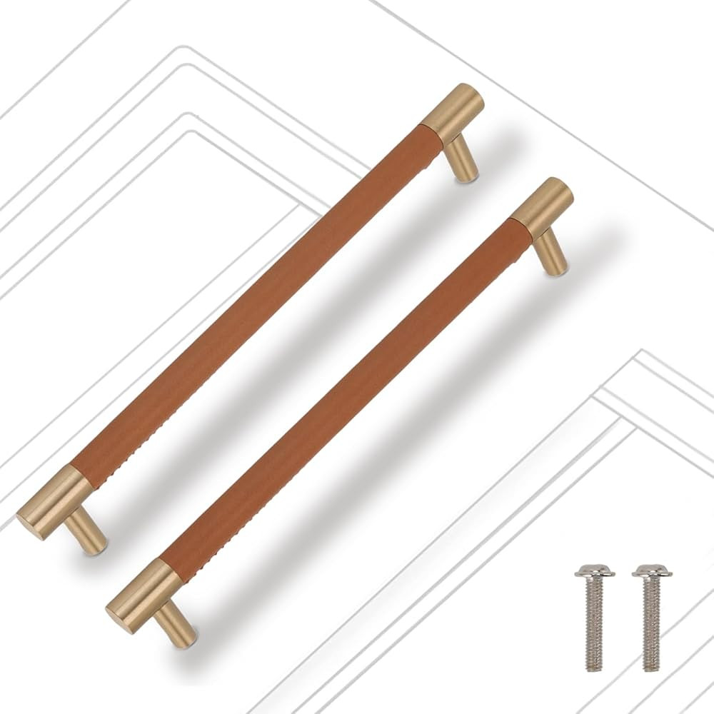 Tissting 1Pcs 10.1x1.5x0.59in Cabinet Door Handle Brass Leather Kitchen Cabinet Handles Cabinet C... | Amazon (US)
