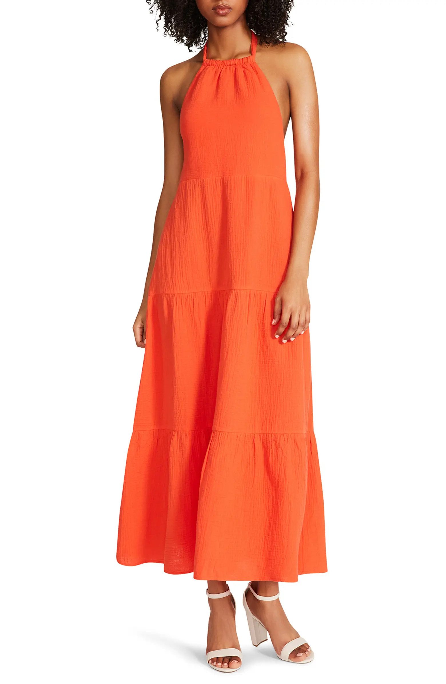Briella Halter Cotton Midi Dress | Nordstrom