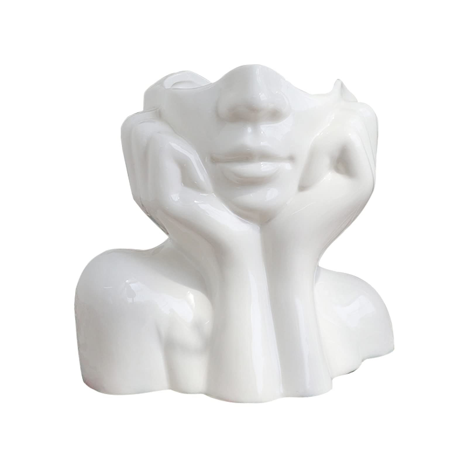 CDIYTOOL Ceramic Face Vase, White Flower Vase for Decor, Female Form Head Half Body Bust Vases Mi... | Amazon (UK)