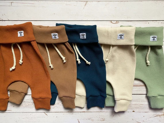 Baby Waffle Pants Waffle Baby Leggings Organic Baby Clothes | Etsy | Etsy (US)