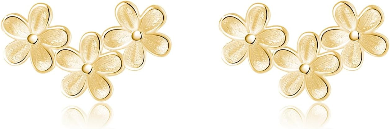 SLUYNZ Solid 925 Sterling Silver Flower Earrings Stud for Women Teens Small Floral Stud Earrings | Amazon (US)