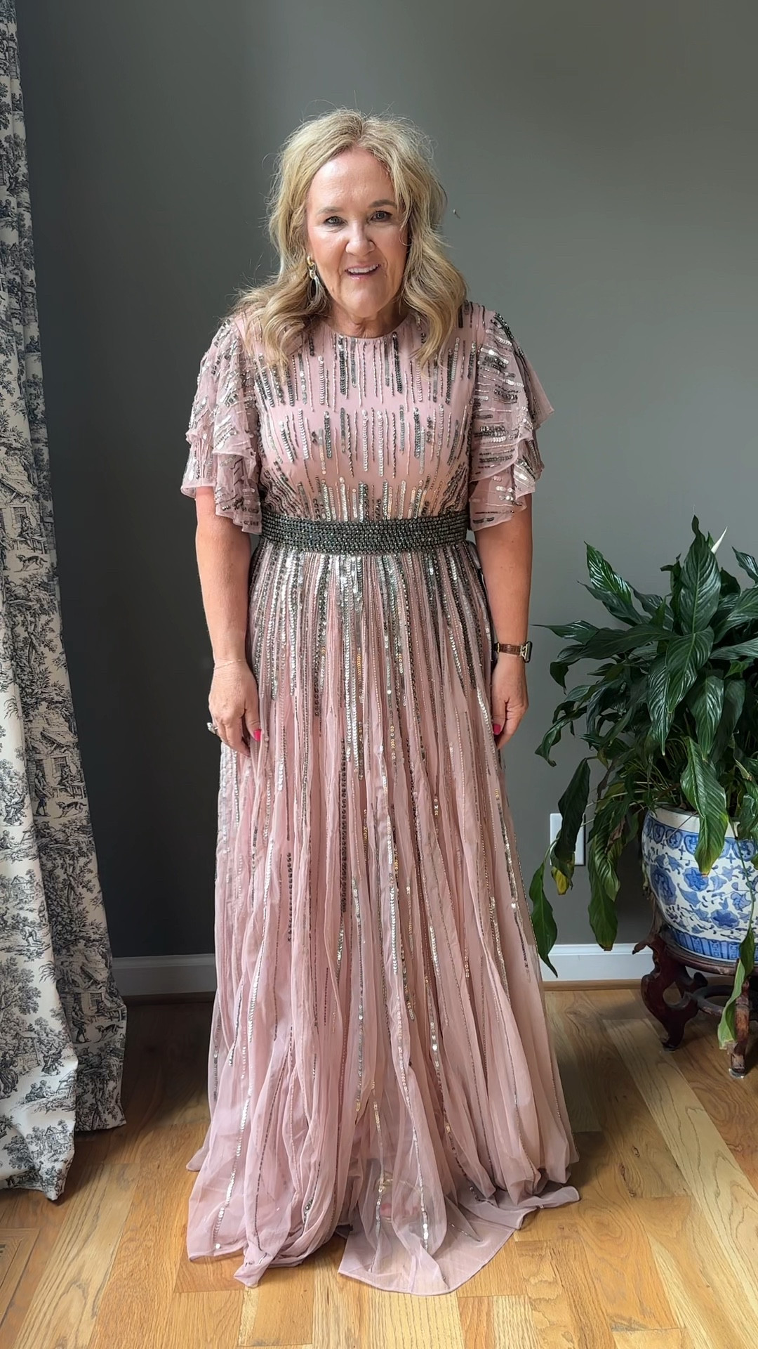 Mother of the bride mother of the groom dress. This is stunning! Beaded tulle. I’m wearing a 12 and it fits perfectly except the hem. 

Don’t be afraid of alterations for special dress to work just right. 

MOG mob dress formal wedding black tie wedding dress 

#LTKOver40 #LTKWedding #LTKMidsize