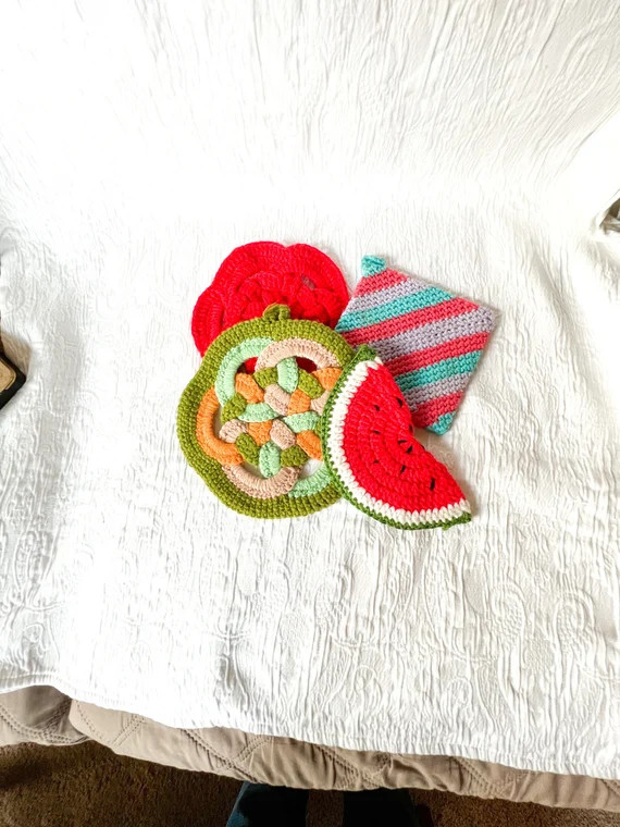 Vintage Crocheted Potholders Midcentury Potholder Vintage | Etsy | Etsy (US)