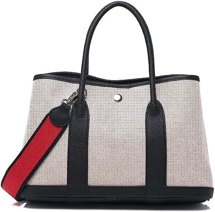women's leather canvas garden party tote bag Crossbody shoulder bag handbag | Amazon (US)