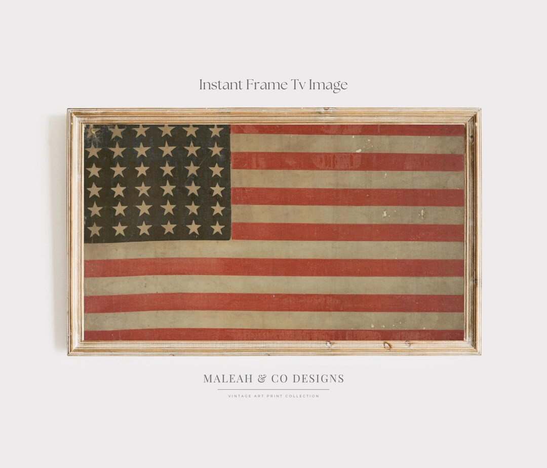 Vintage American Flag Art for Frame TV | 4th of July Digital Download | Patriotic Rustic American... | Etsy (US)