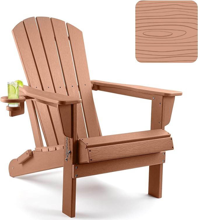 Folding Adirondack Chair, Patio Adirondack Chair Weather Resistant, Plastic Adirondack Chairs Woo... | Amazon (US)