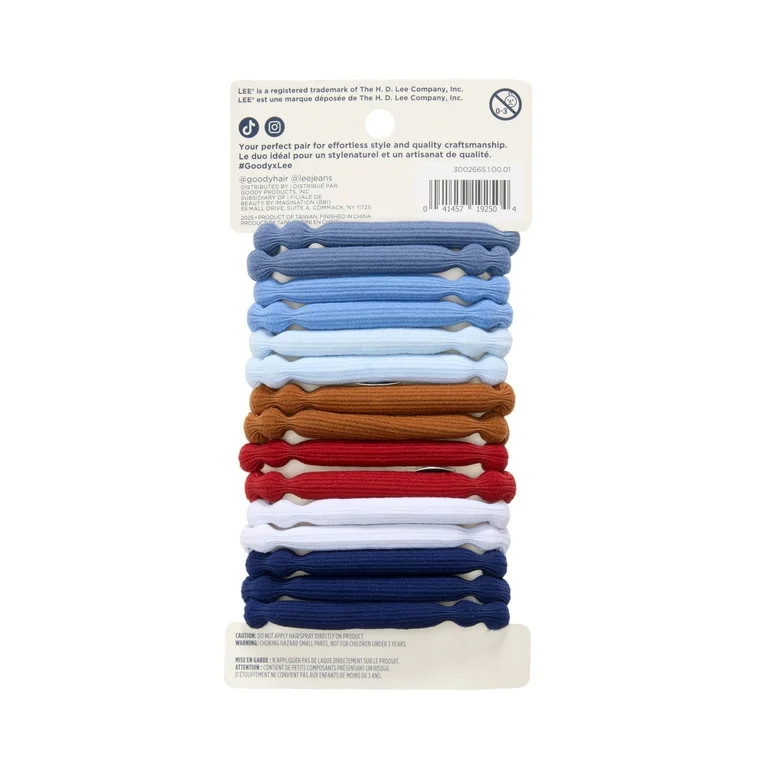 Goody x Lee Strong Hold Forever Hair Elastics, Durable Bands, All Hair Types, 15 Pack | Walmart (US)