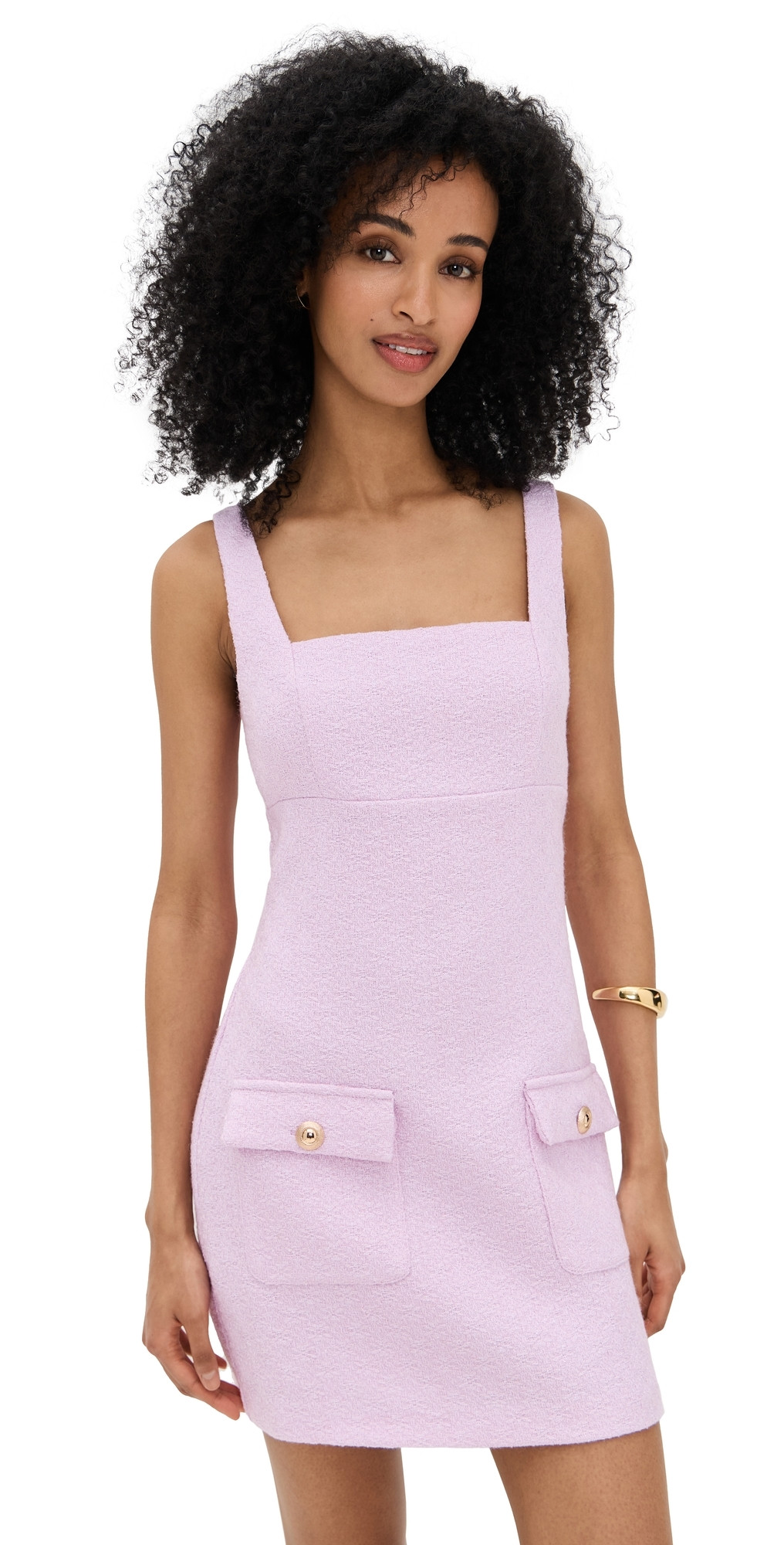 endless rose Square Neck Tweed Mini Dress Lilac XS | Shopbop