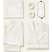 LILYSILK Silk Luxury Sleeping Gift Set Luxurious Silk Pajamas Set & Pillowcase & Accessories. - Natural White - S | LilySilk