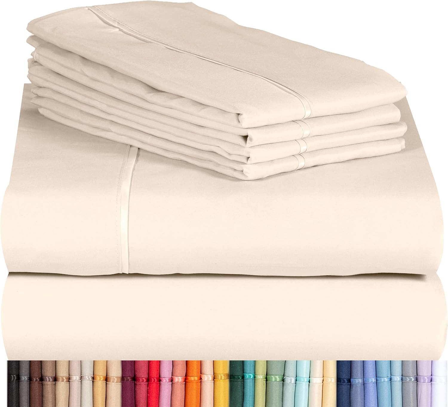 LuxClub 6 PC Sheet Set Bamboo Sheets Deep Pockets 18" Eco Friendly Wrinkle Free Sheets Machine Wa... | Amazon (CA)