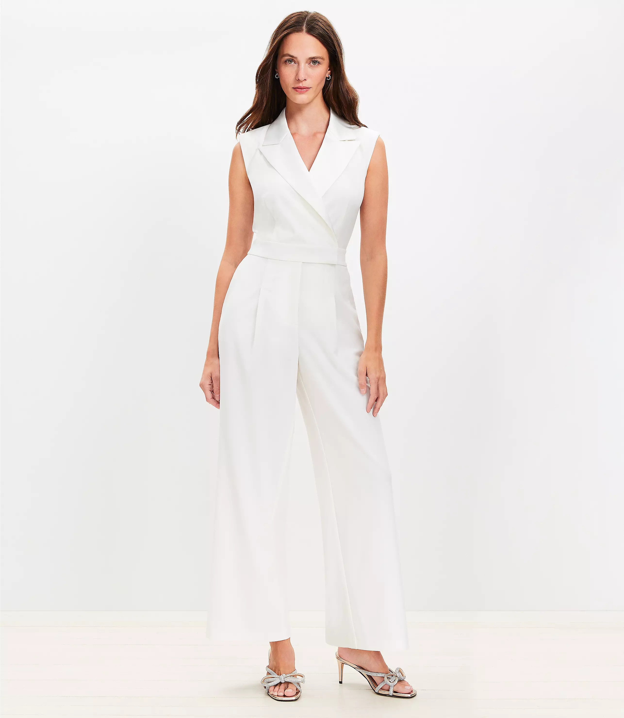 Satin Trim Lapel Jumpsuit | LOFT
