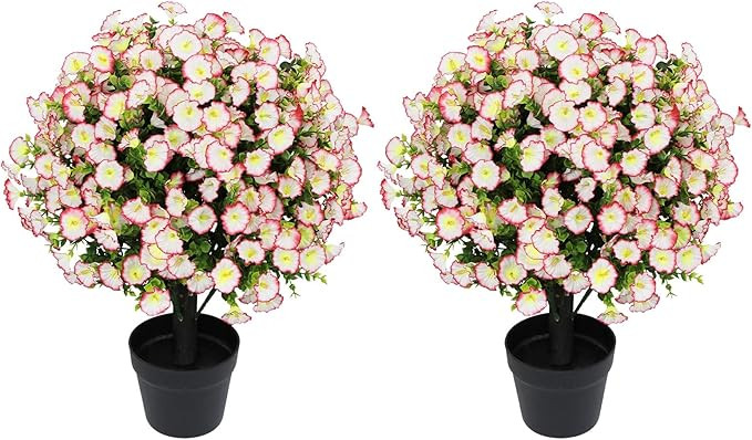 24" Artificial Eucalyptus Potted Plants Outdoor Set of 2 – UV Resistant Faux Topiary-Style Gree... | Amazon (US)