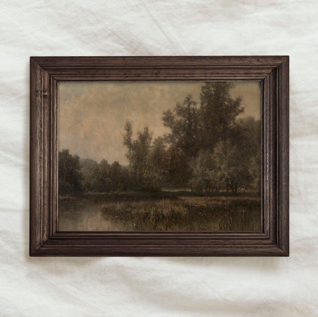 Vintage Moody Lake Landscape / Dark Scenery Oil Painting PRINTABLE / Rustic Print Digital Downloa... | Etsy (UK)