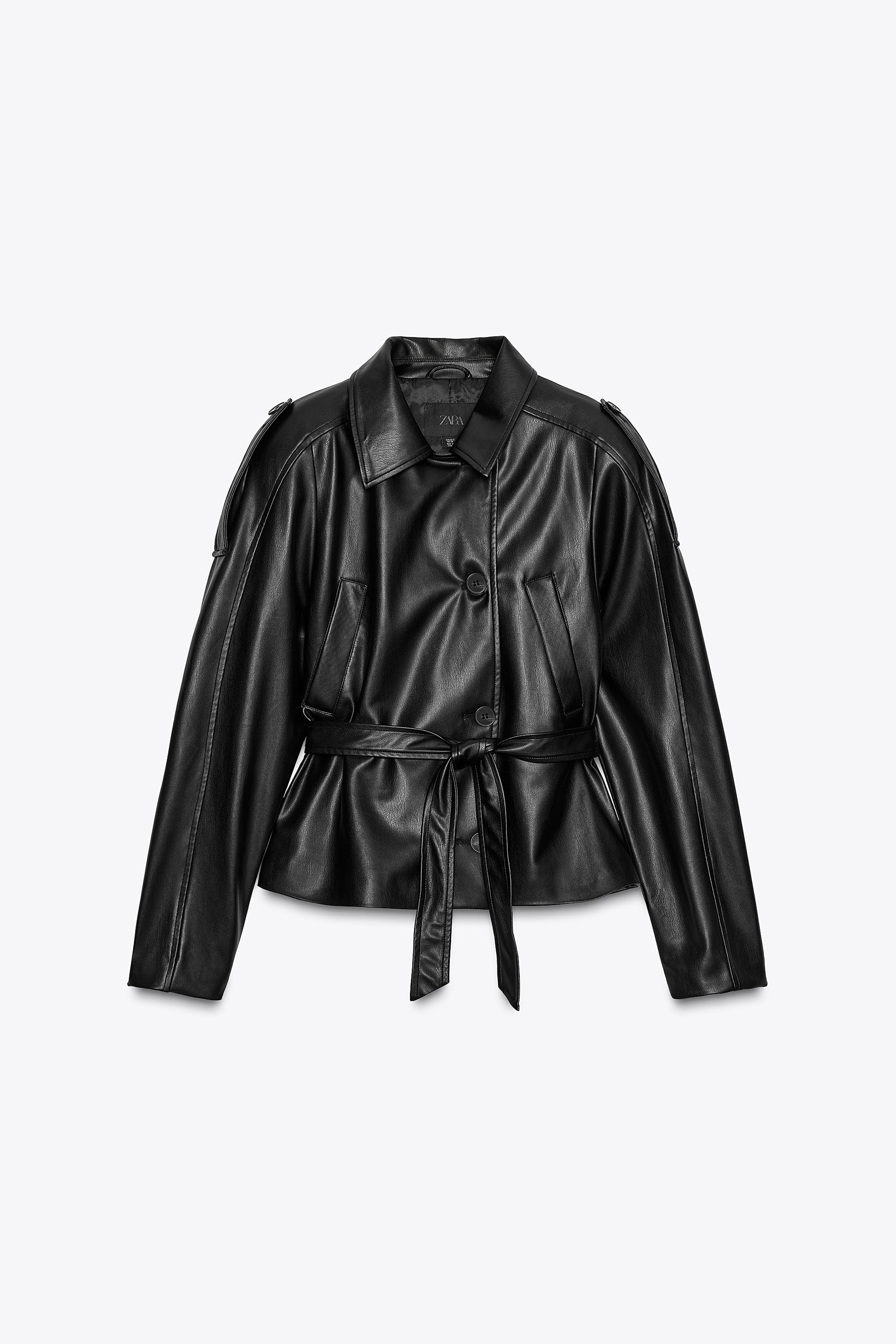 SHORT FAUX LEATHER TRENCH COAT | Zara US