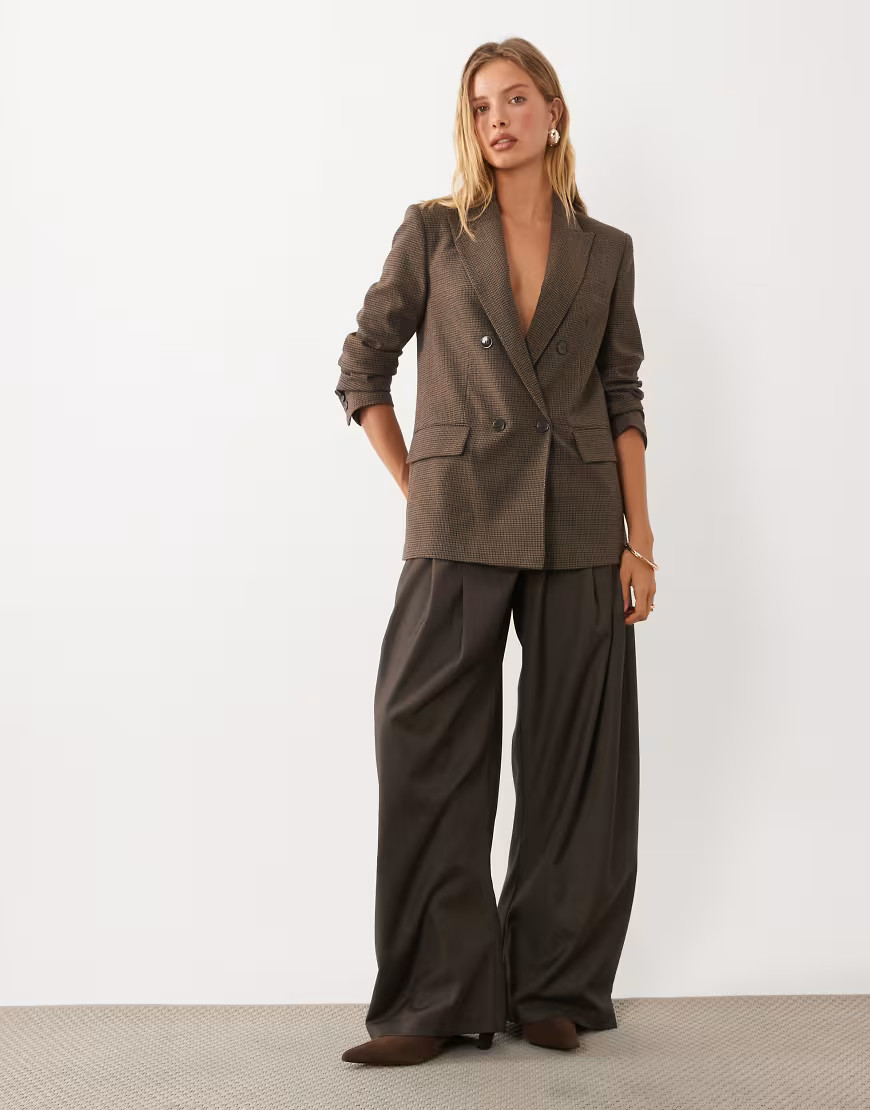 Mango Irise tailored blazer co-ord in brown check | ASOS (Global)