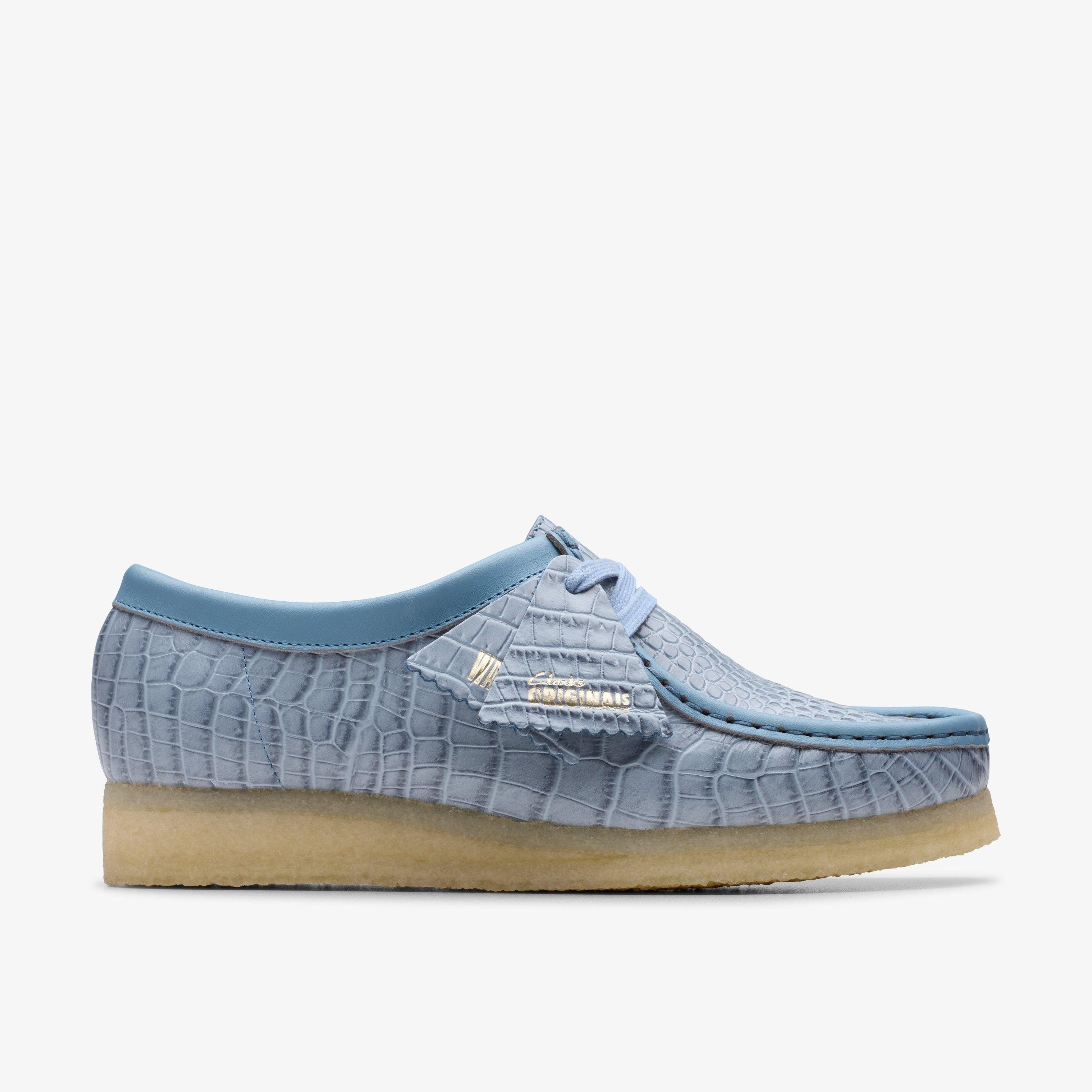 Womens Wallabee Powder Blue Crocodile Wallabees | Clarks US | Clarks (US)