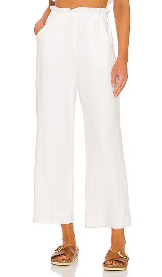 Peggy Pants in White Linen | Revolve Clothing (Global)