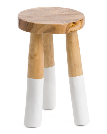 Teak Organic Round Stool With 3 Dipped Legs | Home | T.J.Maxx | TJ Maxx