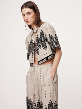 Linen Tie-Front Cropped Shirt | Banana Republic (US)