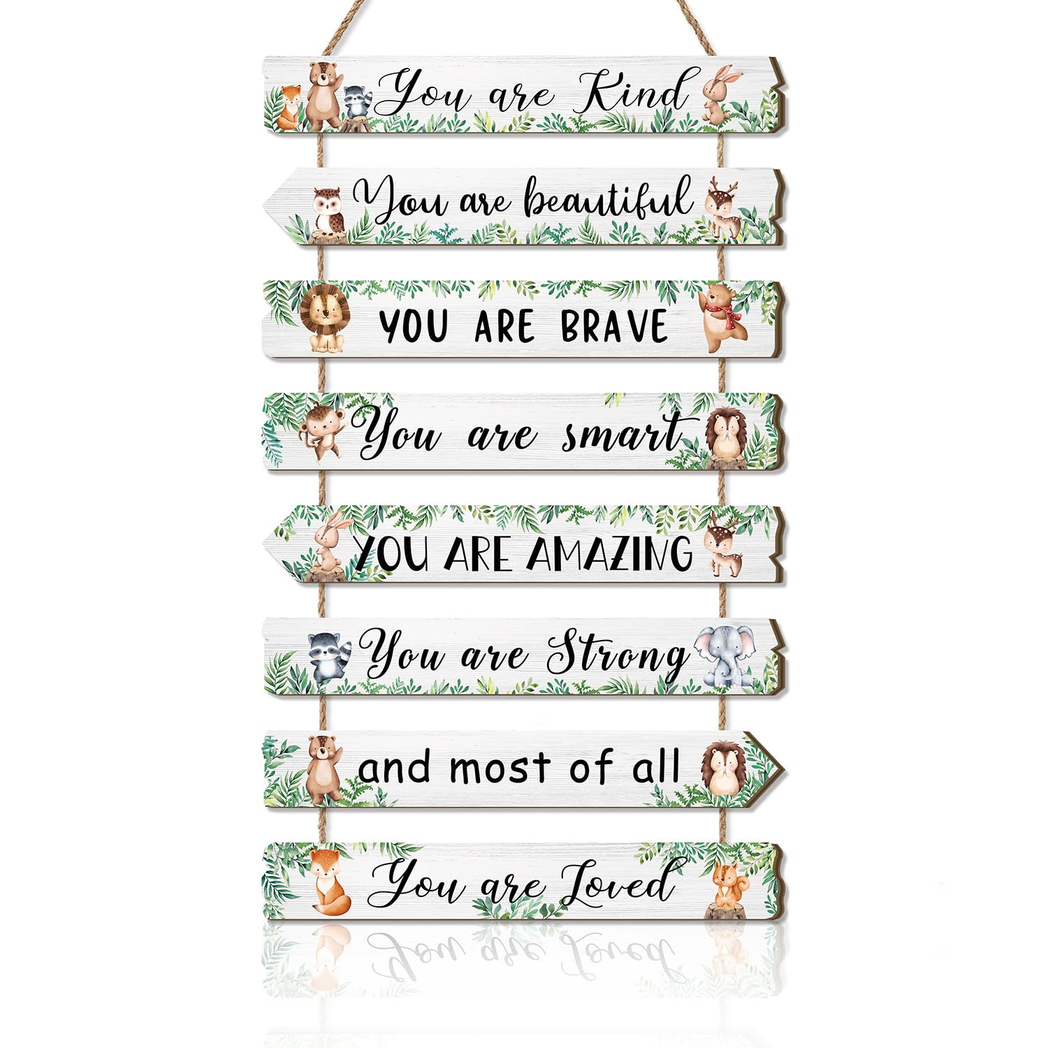 HPNIUB Woodland Nursery Wall Decor, Safari Animals Themed Wood Sign, Kids Inspirational Quote Wal... | Amazon (US)