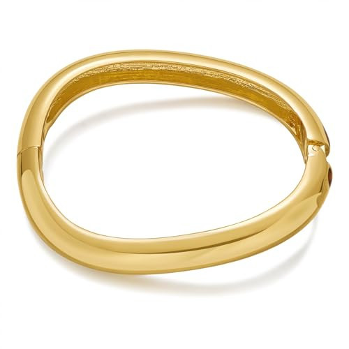 WOWORAMA Wave Gold Bangle Bracelets for Women Polished Waved Square Hinged Cuff Bangles Trendy Thick Wrist Arm Cuffs Statement Gold Bracelet | Amazon (US)