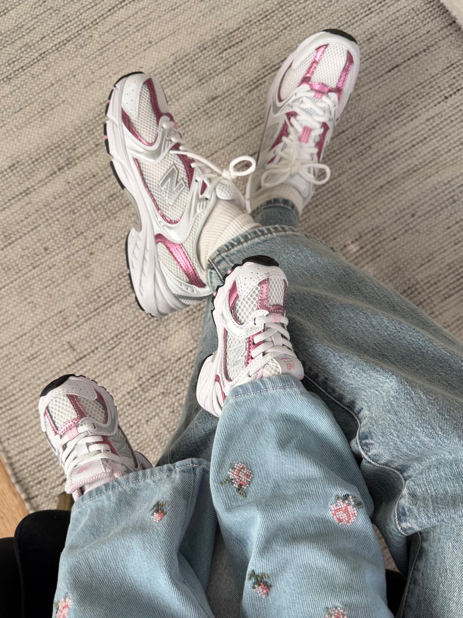 Matching with my mini. Loving these New Balance sneakers that come in multiple sizes and colors for the whole family 💕🎀 

#LTKFindsUnder100 #LTKmomlife #LTKActive