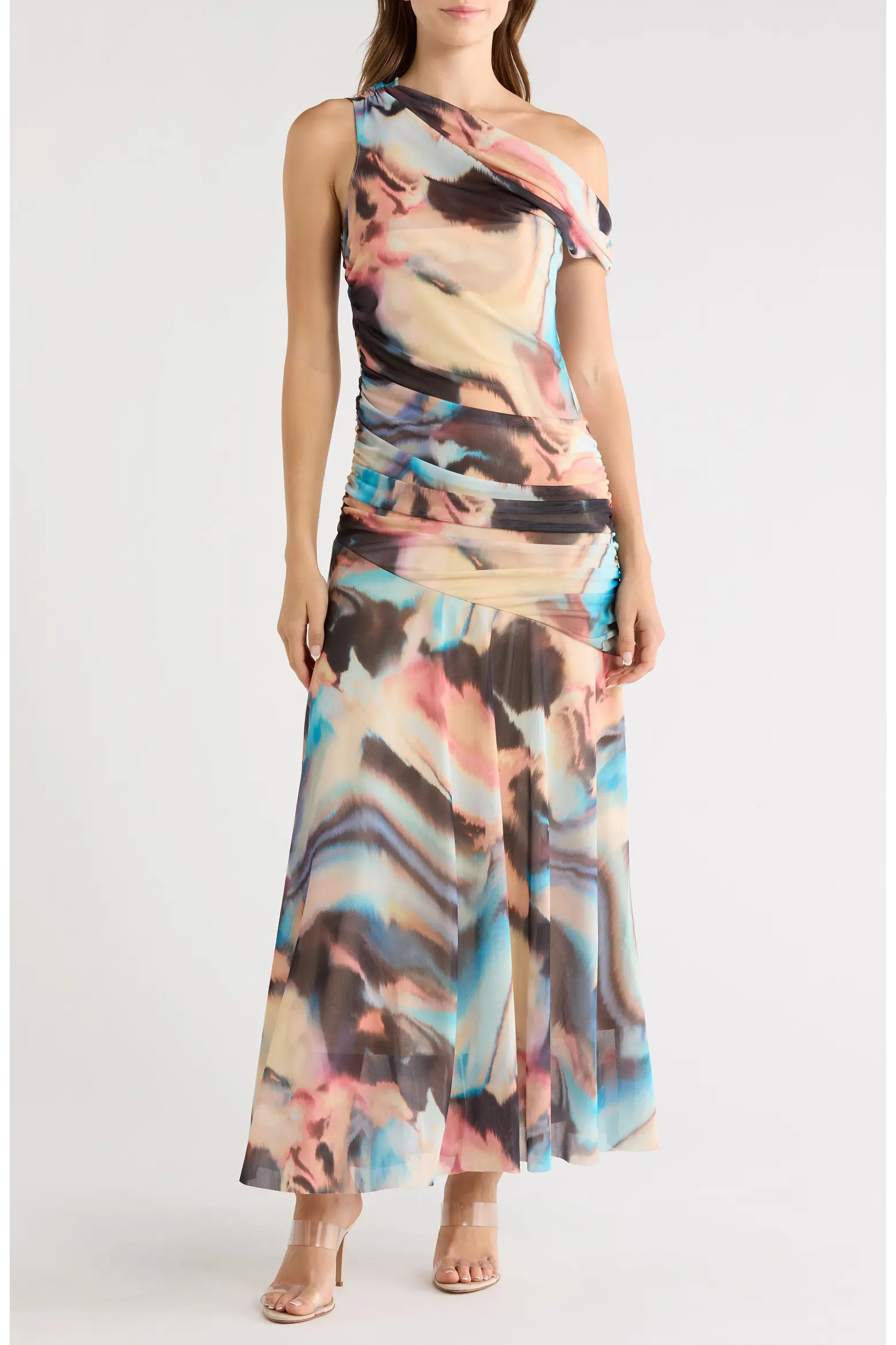 Deni Abstract Print One-Shoulder Maxi Dress (Women) | Nordstrom | Nordstrom