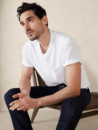 Linen-Cotton Crew-Neck T-Shirt | Banana Republic | Banana Republic (US)